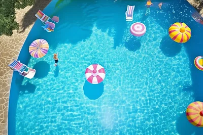 空中俯瞰夏日泳池派对