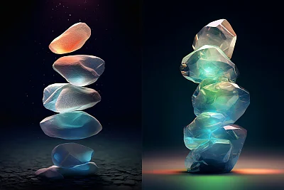 透明发光石梦幻构图