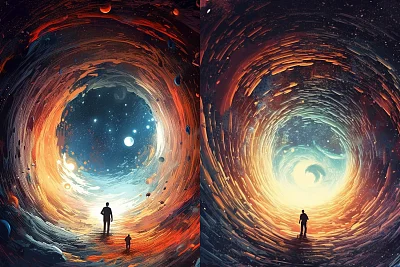 迷幻风格外太空超凡景象绘画