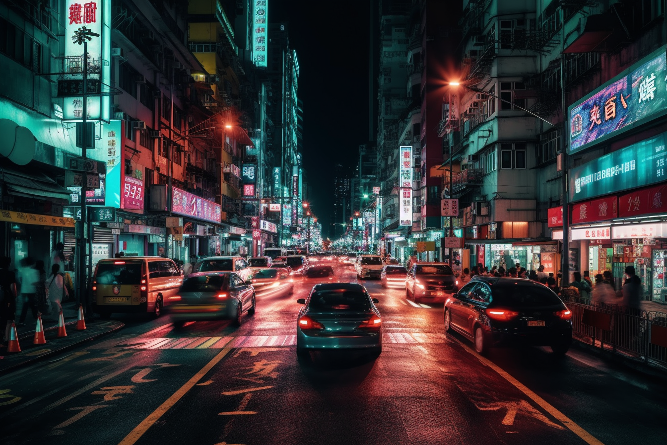 夜幕下的城市霓虹动感街景