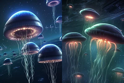 外星飞船地球降落摄影