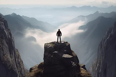 孤独山巅眺望地平线