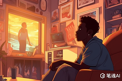 年轻黑人家庭影院体验