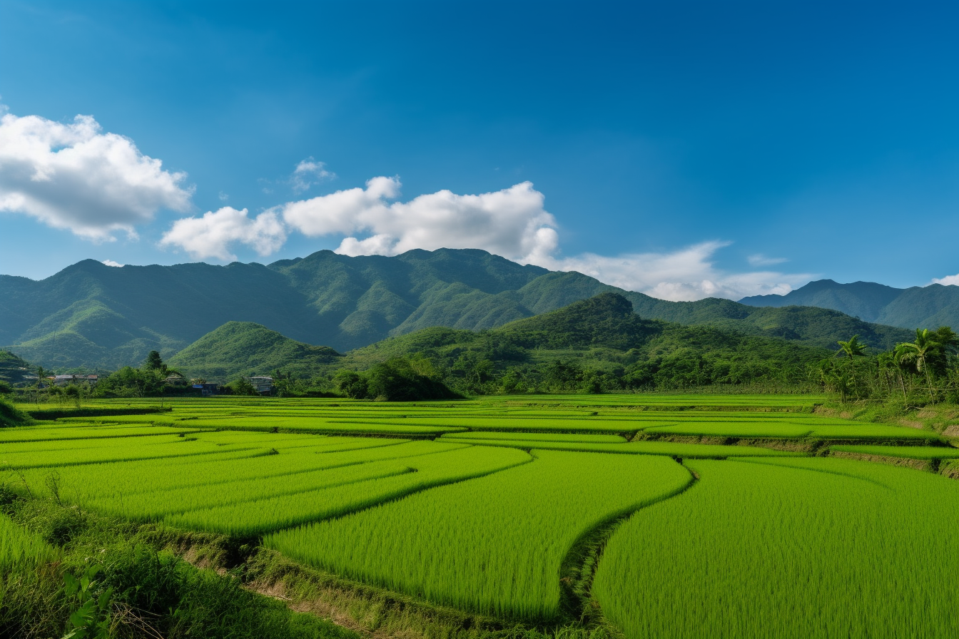 绿色农田群山背景商业摄影