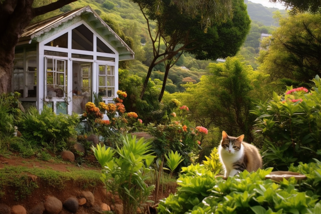 马德拉岛花园小屋与温室猫