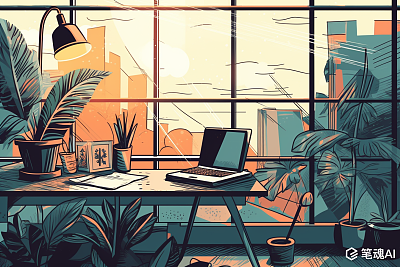 现代时尚办公空间插画