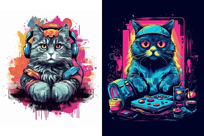 卡通猫玩电子游戏