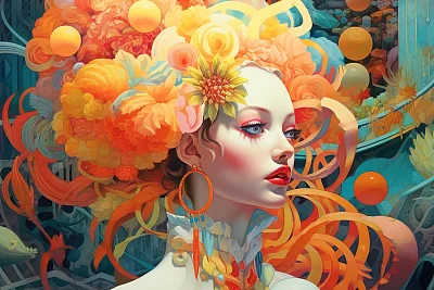 粉红色黄色迷幻艺术拼贴画