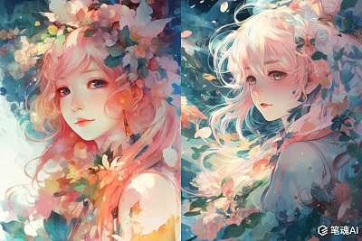 吉冈爱莉动漫风格厚涂水彩画