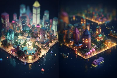 低多边形风格星夜手机游戏资产
