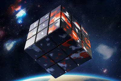 空中悬浮3x3魔方展示