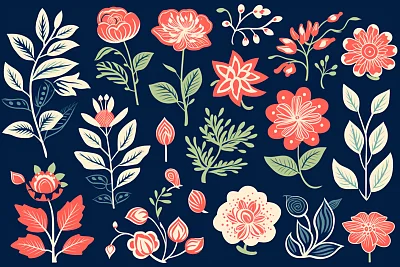 现代风格花卉插图设计