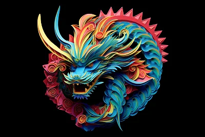 红色原子龙核纸质插图工艺