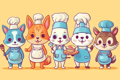 卡通厨师动物角色设计