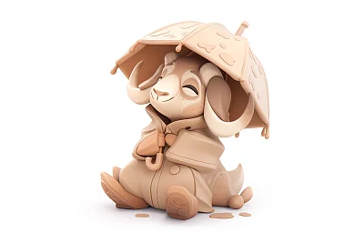 珍珠纹理山羊粘土雕塑