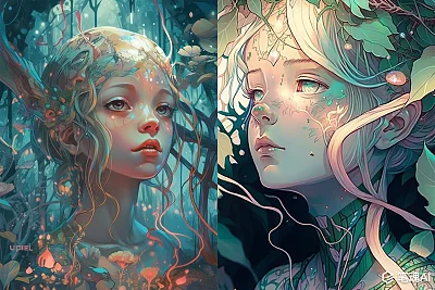 朋克风格小精灵女孩艺术插画