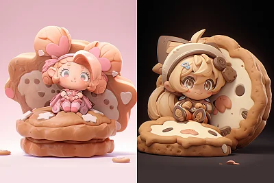 可爱女孩造型巨型饼干3D粘土艺术
