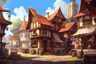 JRPG游戏城镇战斗场景