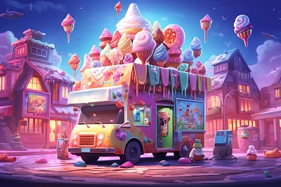 圣诞朋克风格动画插图