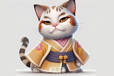 中国传统服饰猫吉祥物卡通形象