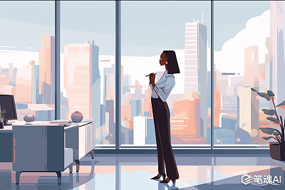 自信女企业家定制长裤套装办公场景