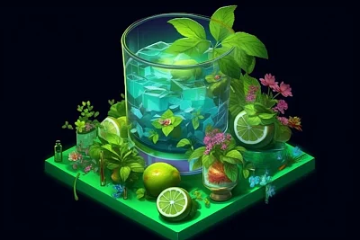 薄荷莫吉托像素艺术高清画质