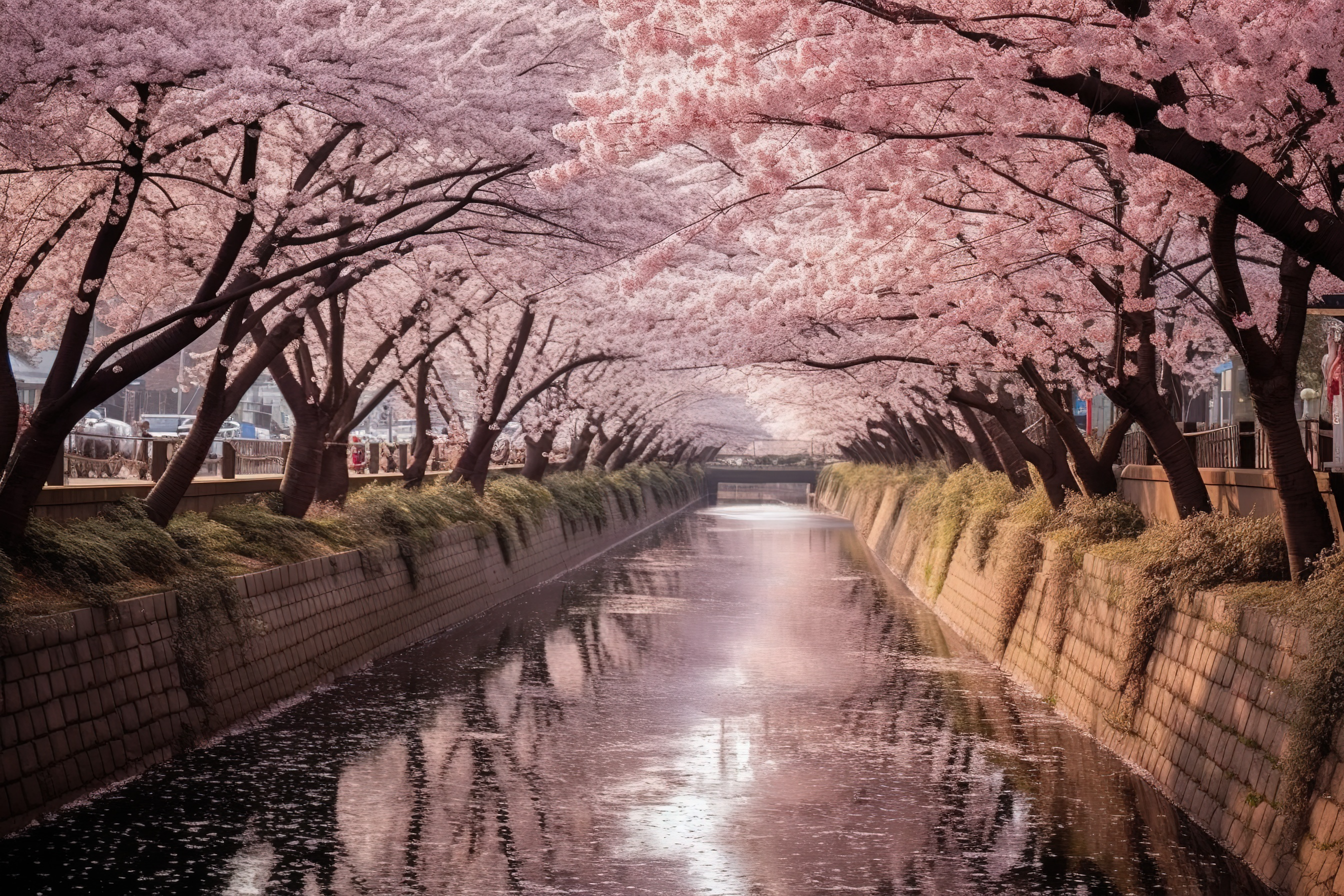 樱花盛开时节的日韩风景