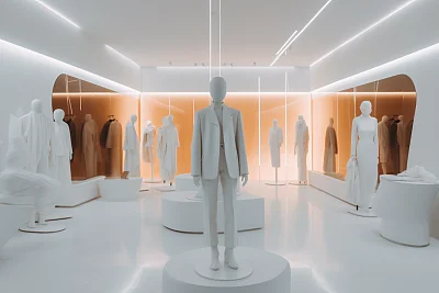 现代白色风格服装店