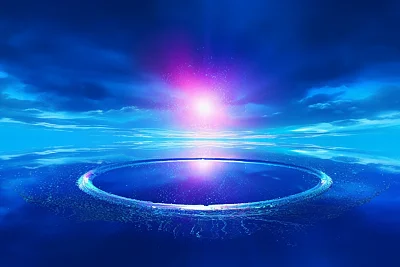 蓝色抽象圆形图案与星星设计