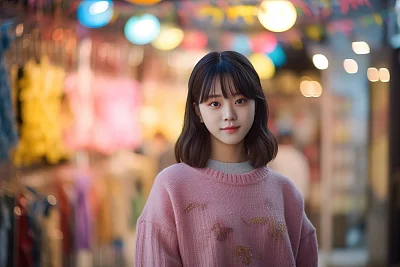 马卡龙色系韩国少女梦幻站姿照
