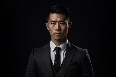 亚洲男士黑色商务西装肖像