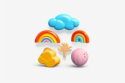 卡通风格皮革3D图标设计