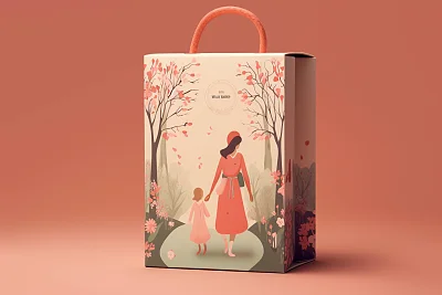 母亲节亲子花园插图环保礼品包装