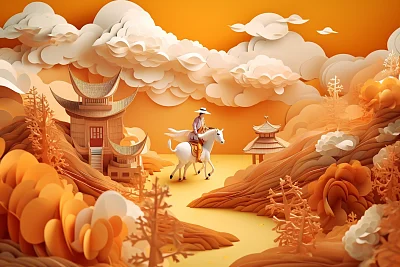 梦幻西游记纸艺设计唐朝服饰山脉