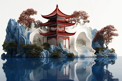 中国古典园林山水亭台设计