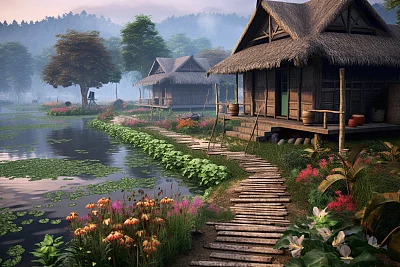 泰国乡村生活风景