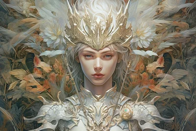 雌雄同体风格仙女战士艺术画