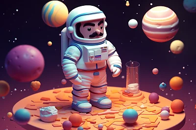 元宇宙宇航员与宇宙飞船奇幻场景