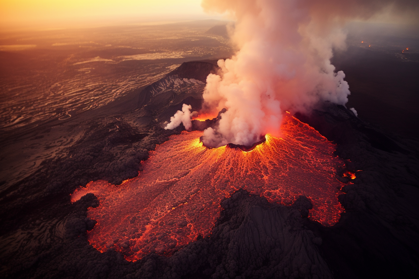 火山广角空中景观