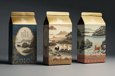 中式山水吉祥狗粮包装设计