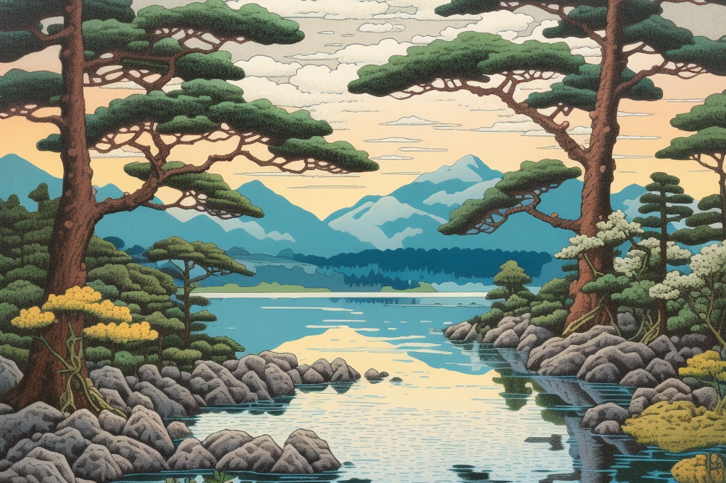 川瀬巴水绘制的自然风景画