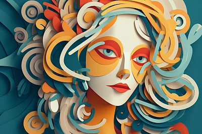 女性创业剪纸艺术插图