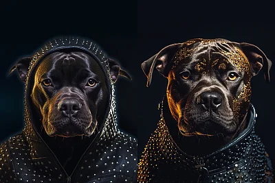 比特犬忍者风格摄影肖像