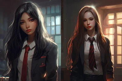 浪漫现实风格校服女孩