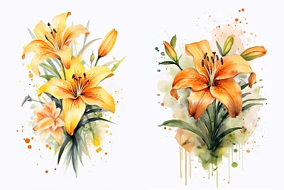 黄花菜水彩画艺术作品