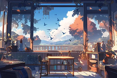 昏昏欲睡的宁静风景背景