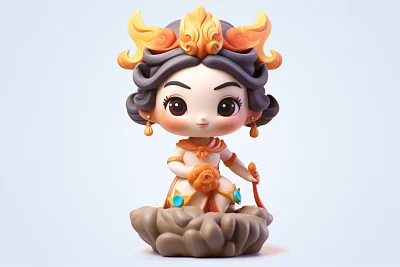 赤壁西王母中国神话女神3D粘土模型