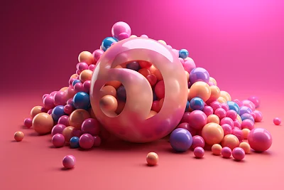 逼真半透明彩球字体风格房价标牌