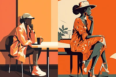 嘻哈风格极简主义女性插画
