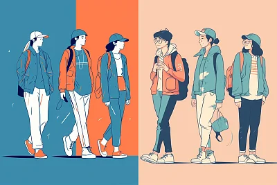 极简主义人物线条艺术插画